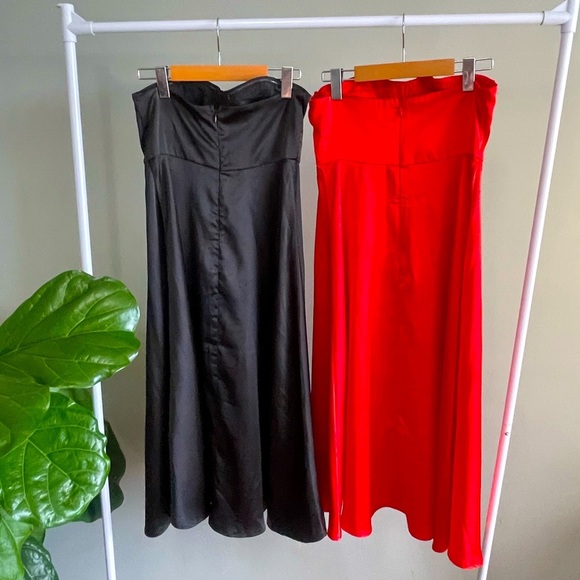 Red and Black Strapless Forever 21 Midi Dresses Size S - Picture 4 of 4